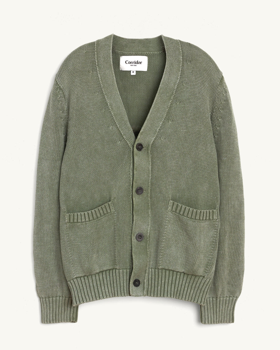Acid Wash Cardigan - Seafoam