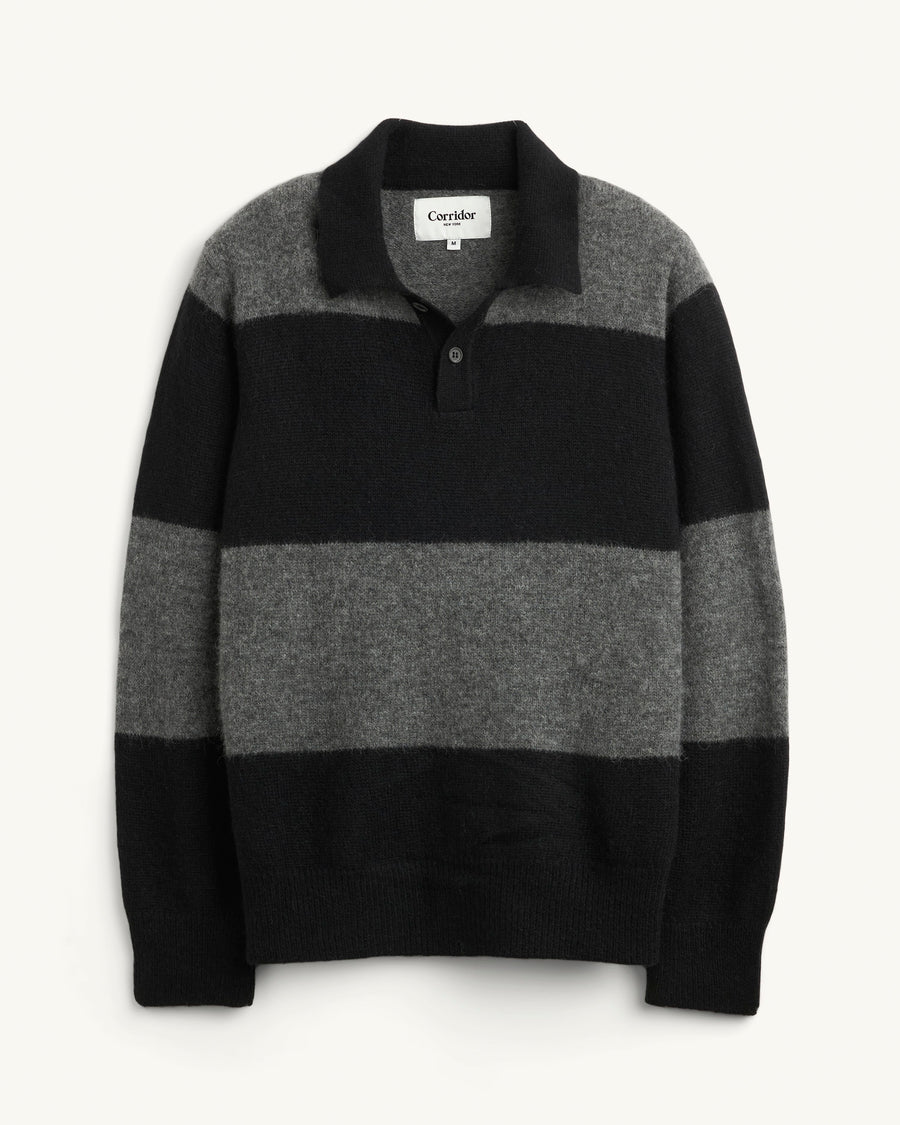 Brushed Knit Rugby - Black