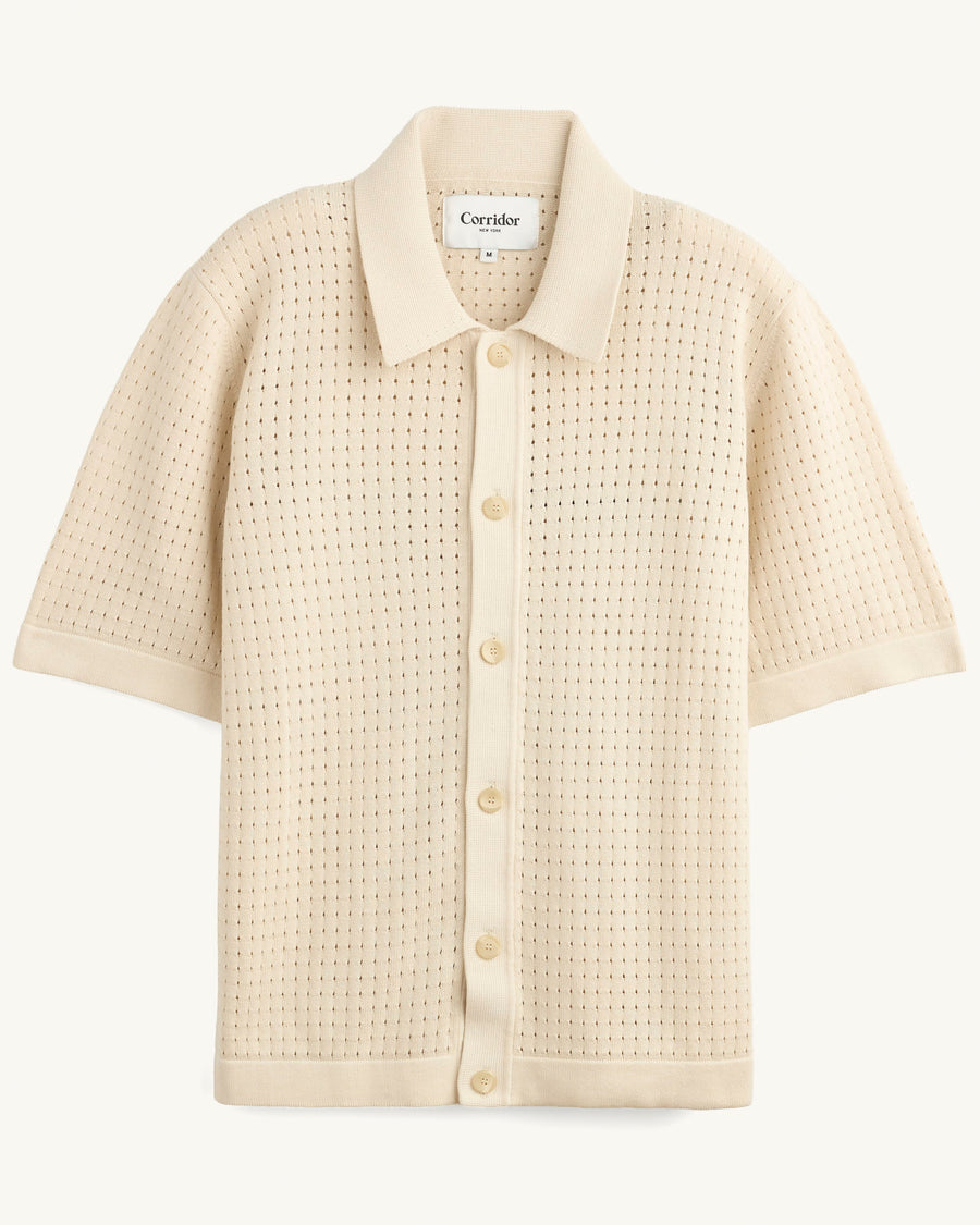 Pointelle Knit Shirt - Natural