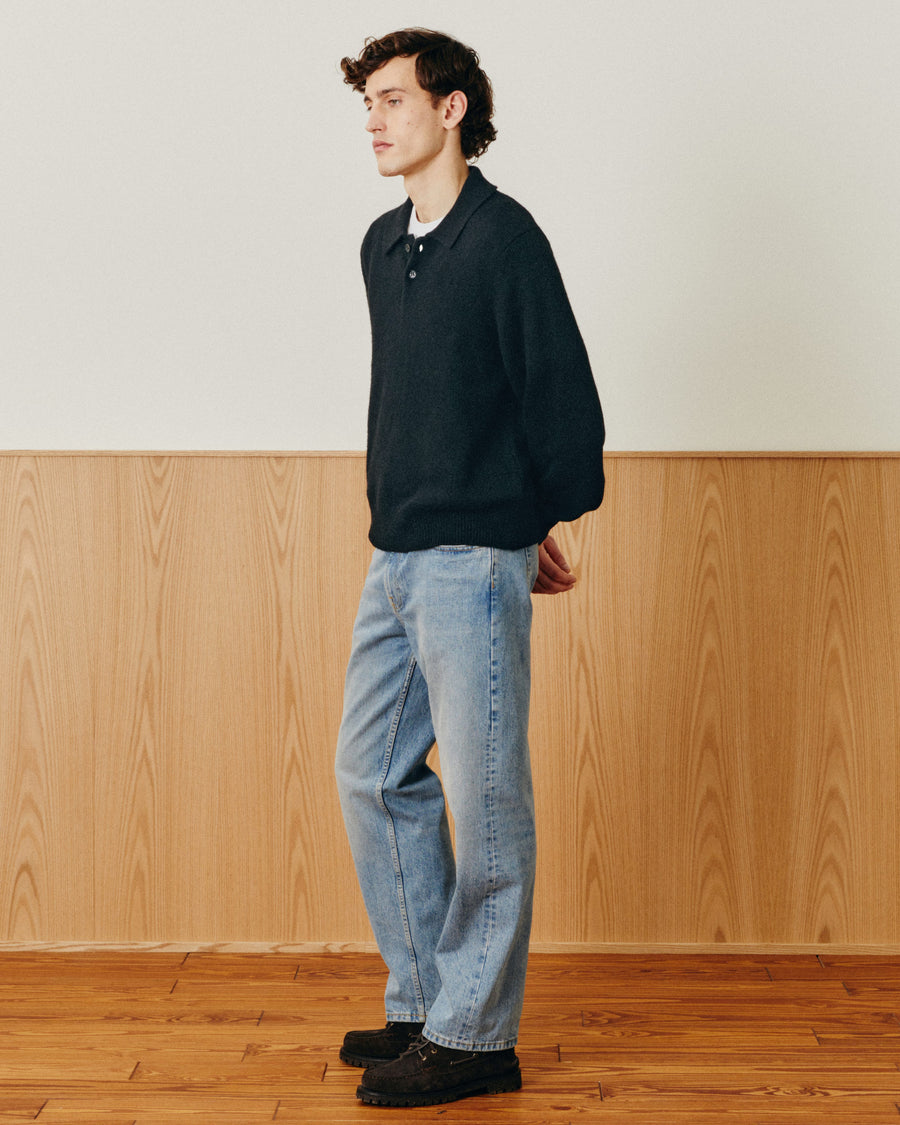 Brushed Alpaca Polo - Black