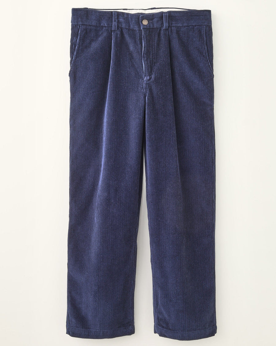 Cord Pleated Trouser - Navy