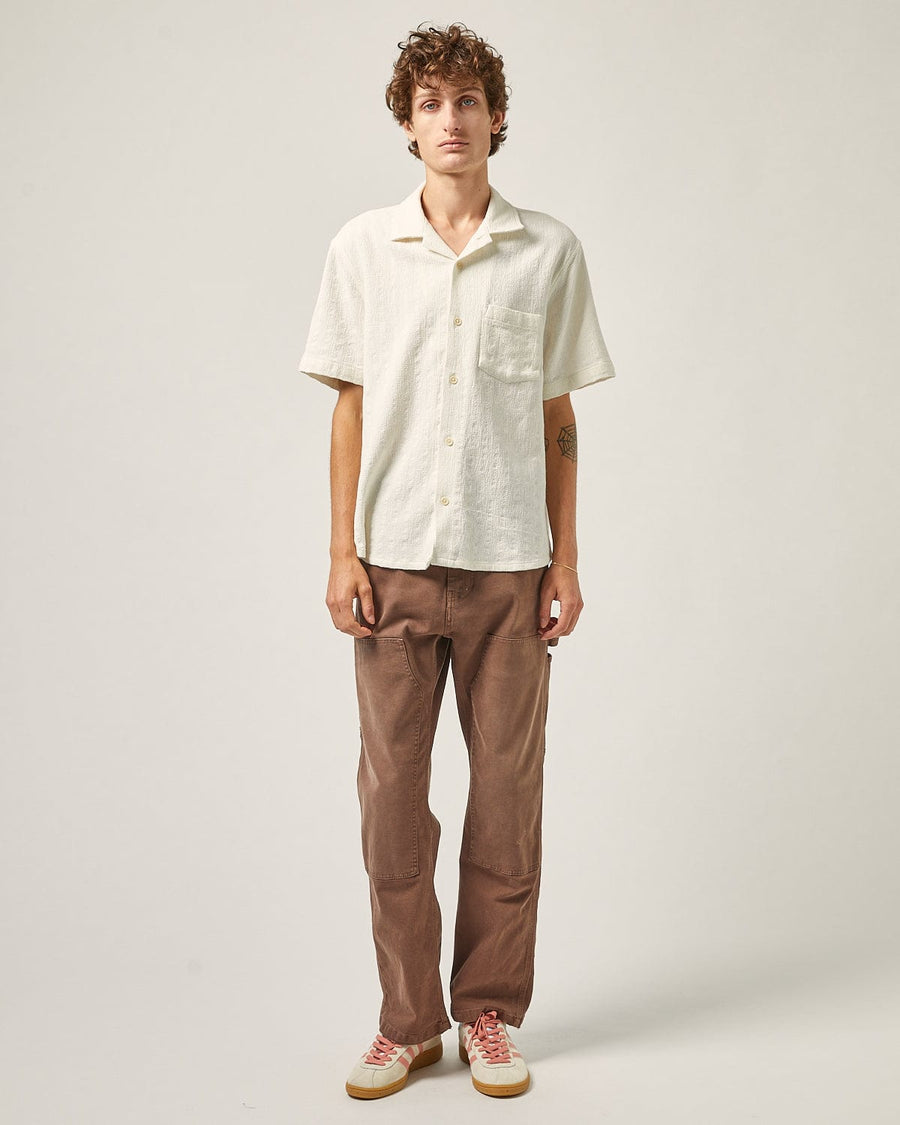Basket Weave Stripe SS Camp - Natural