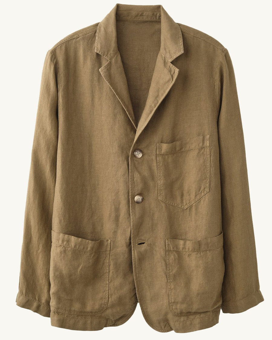 Linen 3 Button Blazer - Olive