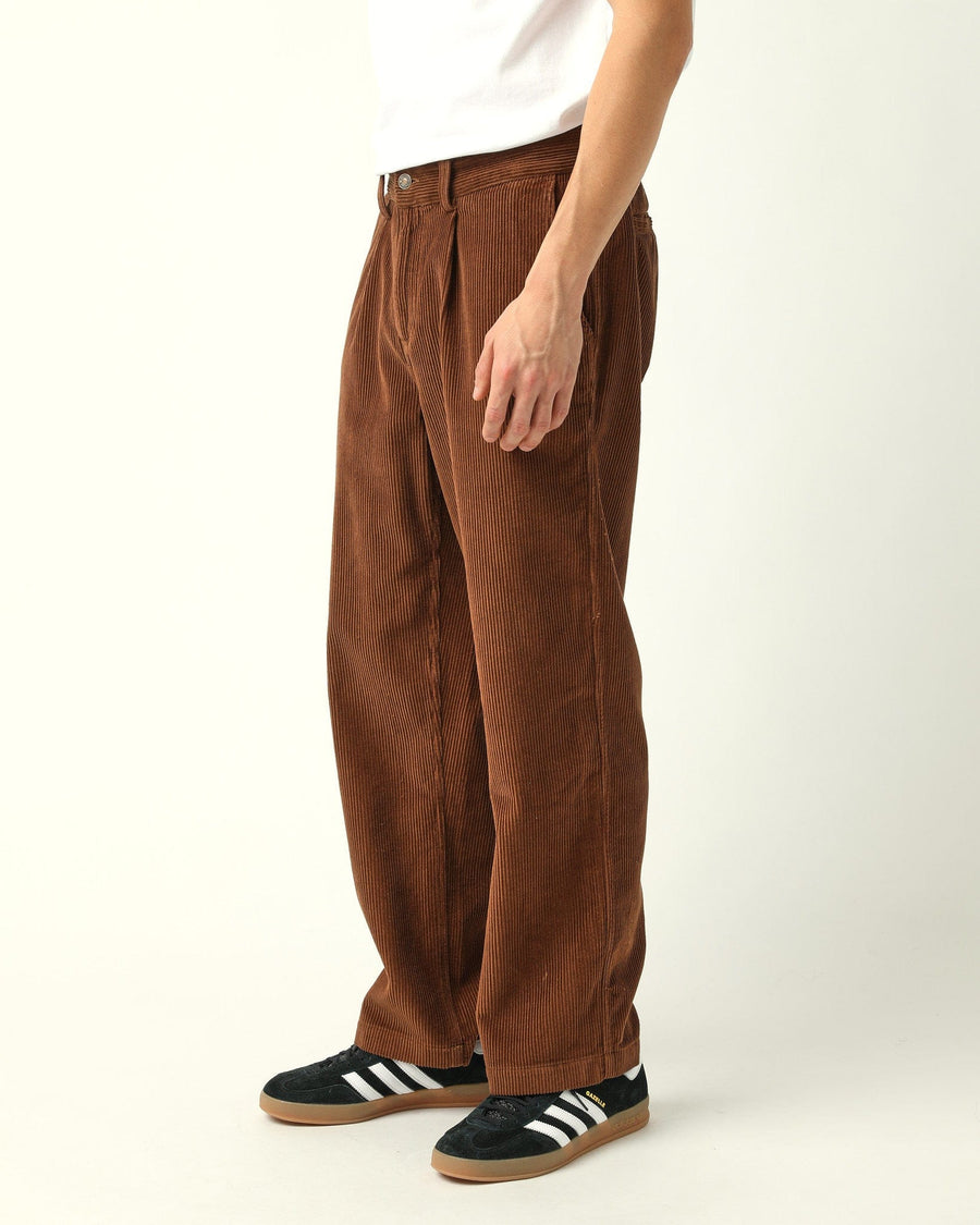 Cord Pleated Trouser - Brown