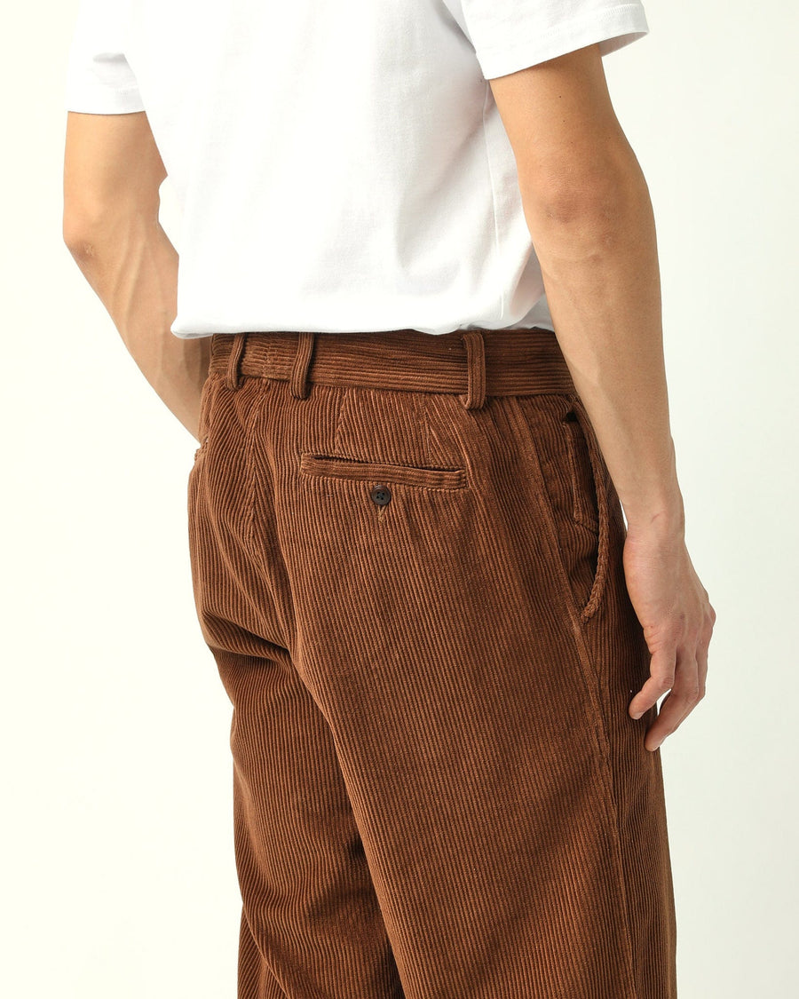 Cord Pleated Trouser - Brown