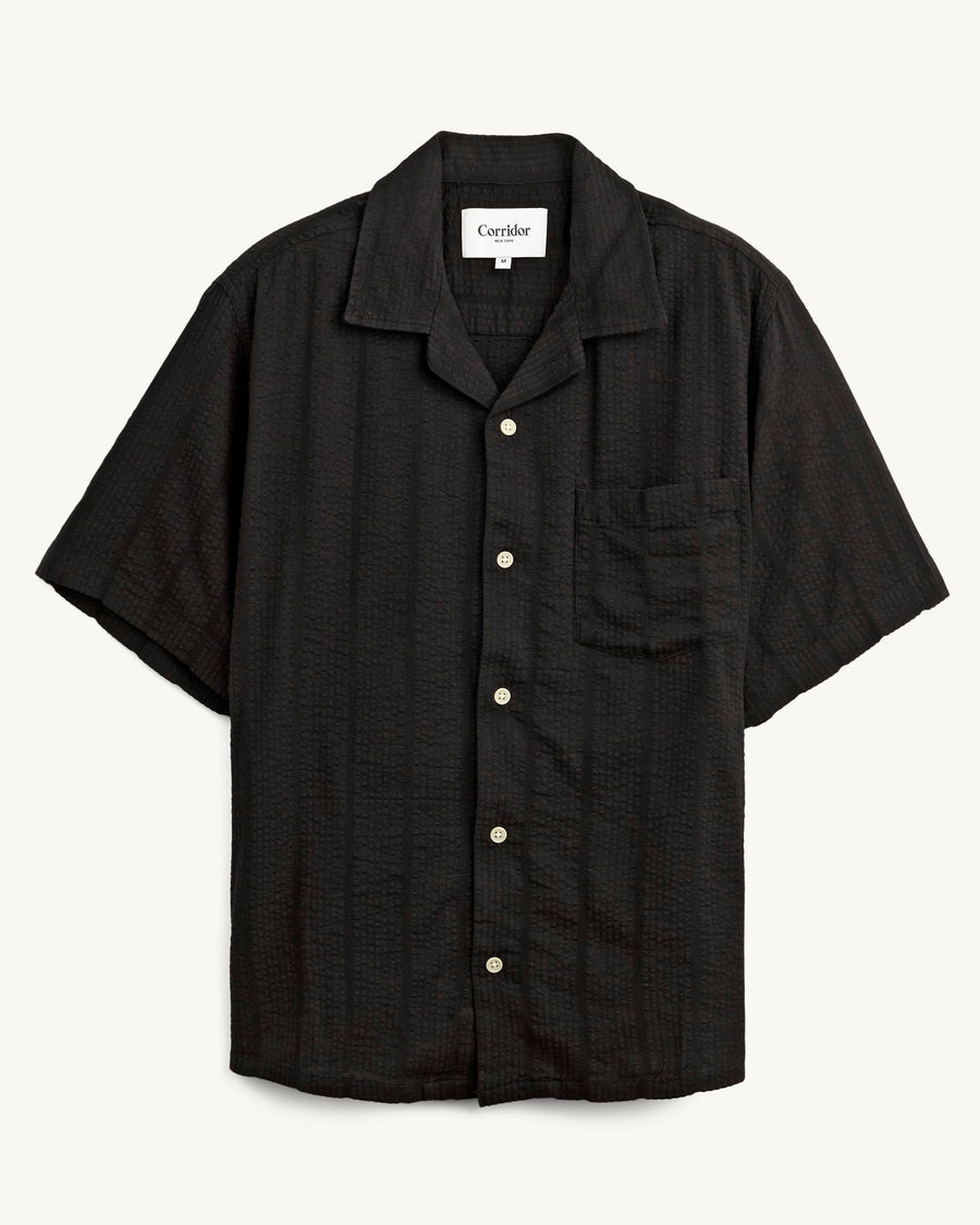 Striped Seersucker SS - Black