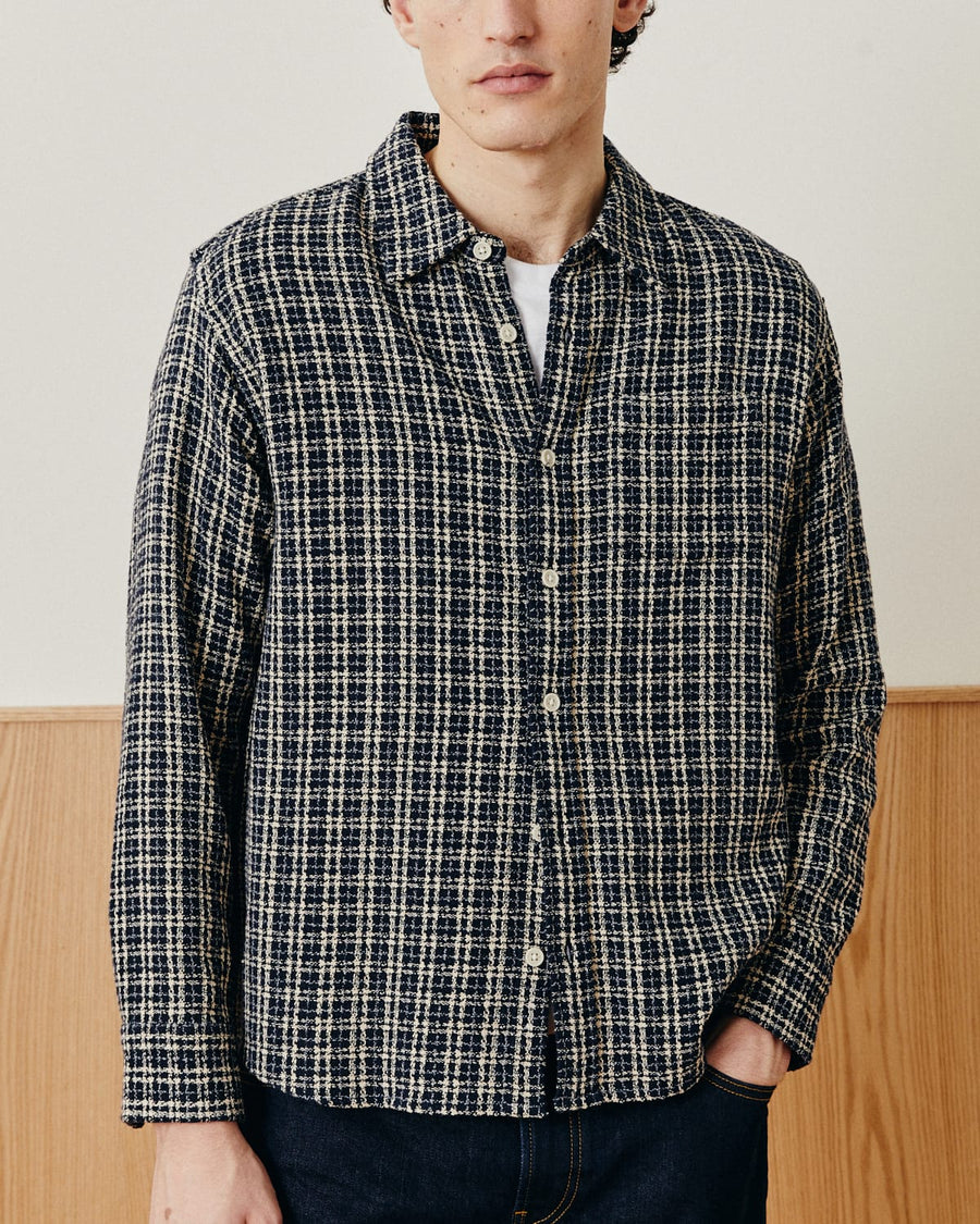 Reverse Tweed Snow Check - Blue