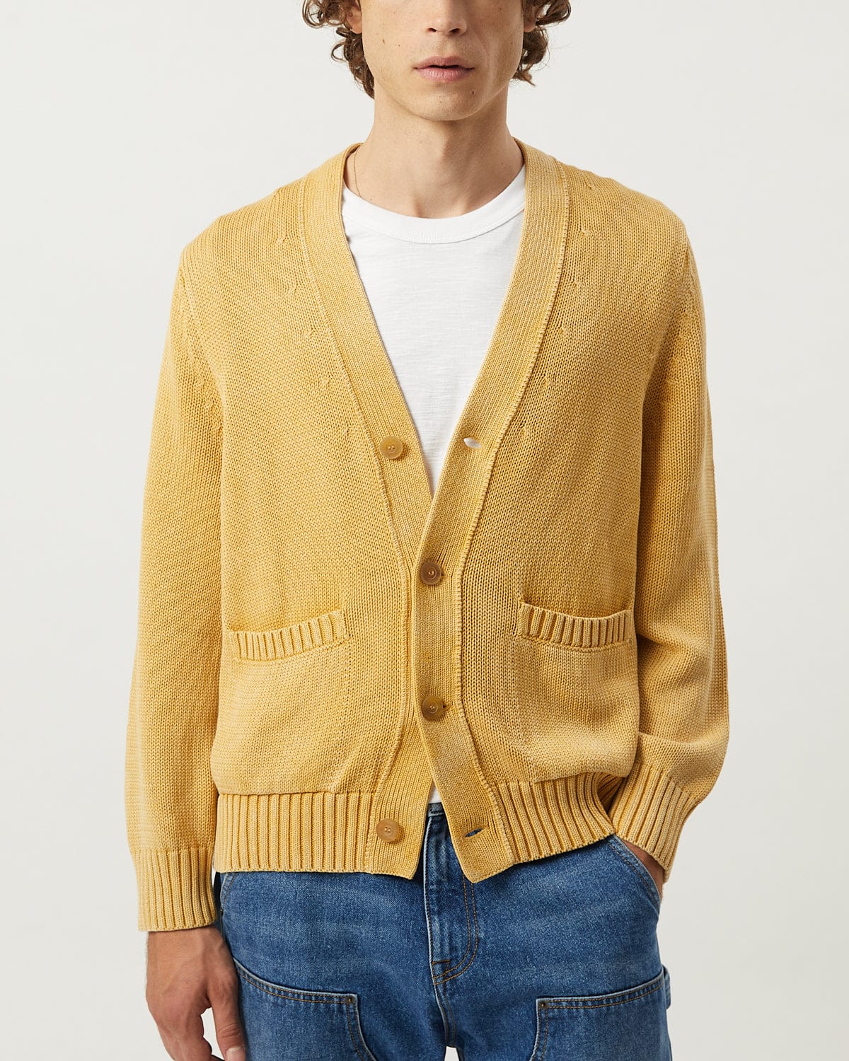 Acid Wash Cardigan - Gold