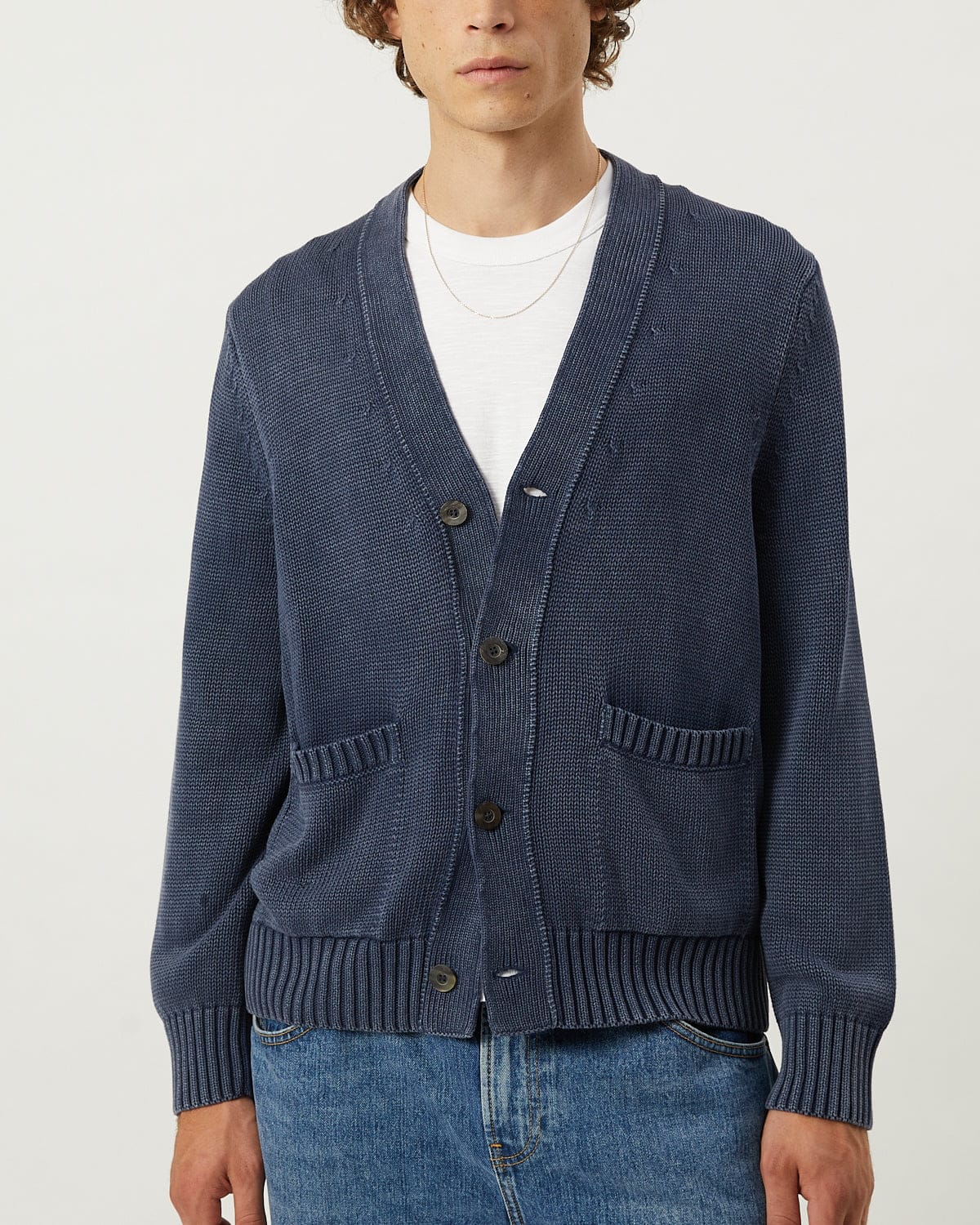 Acid Wash Cardigan - Midnight