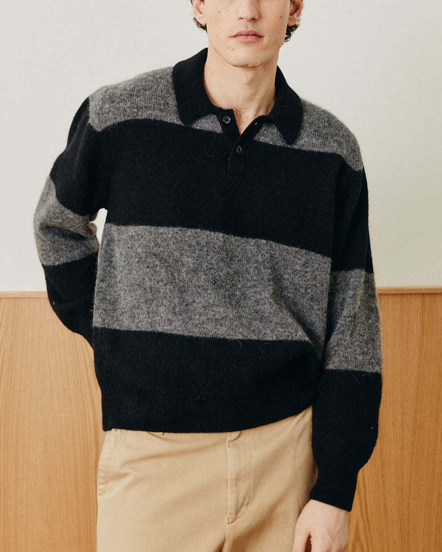 Brushed Knit Rugby - Black