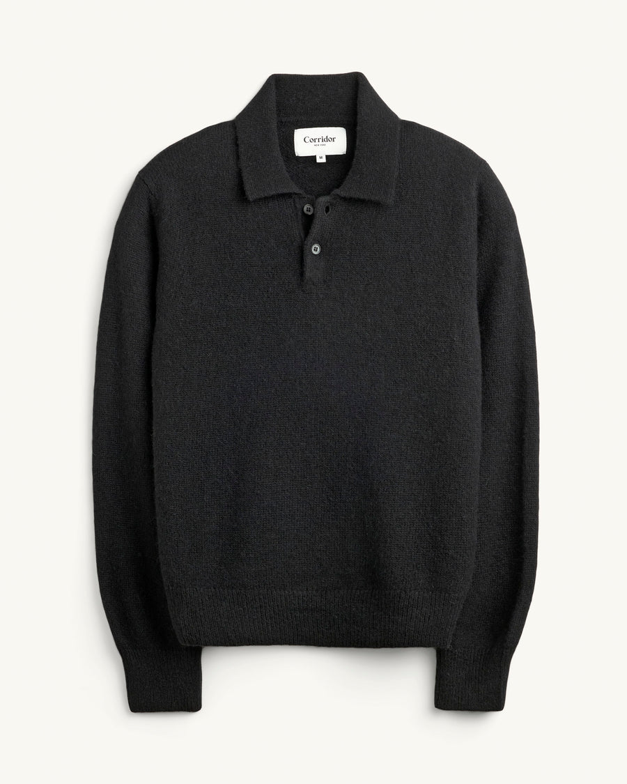 Brushed Alpaca Polo - Black