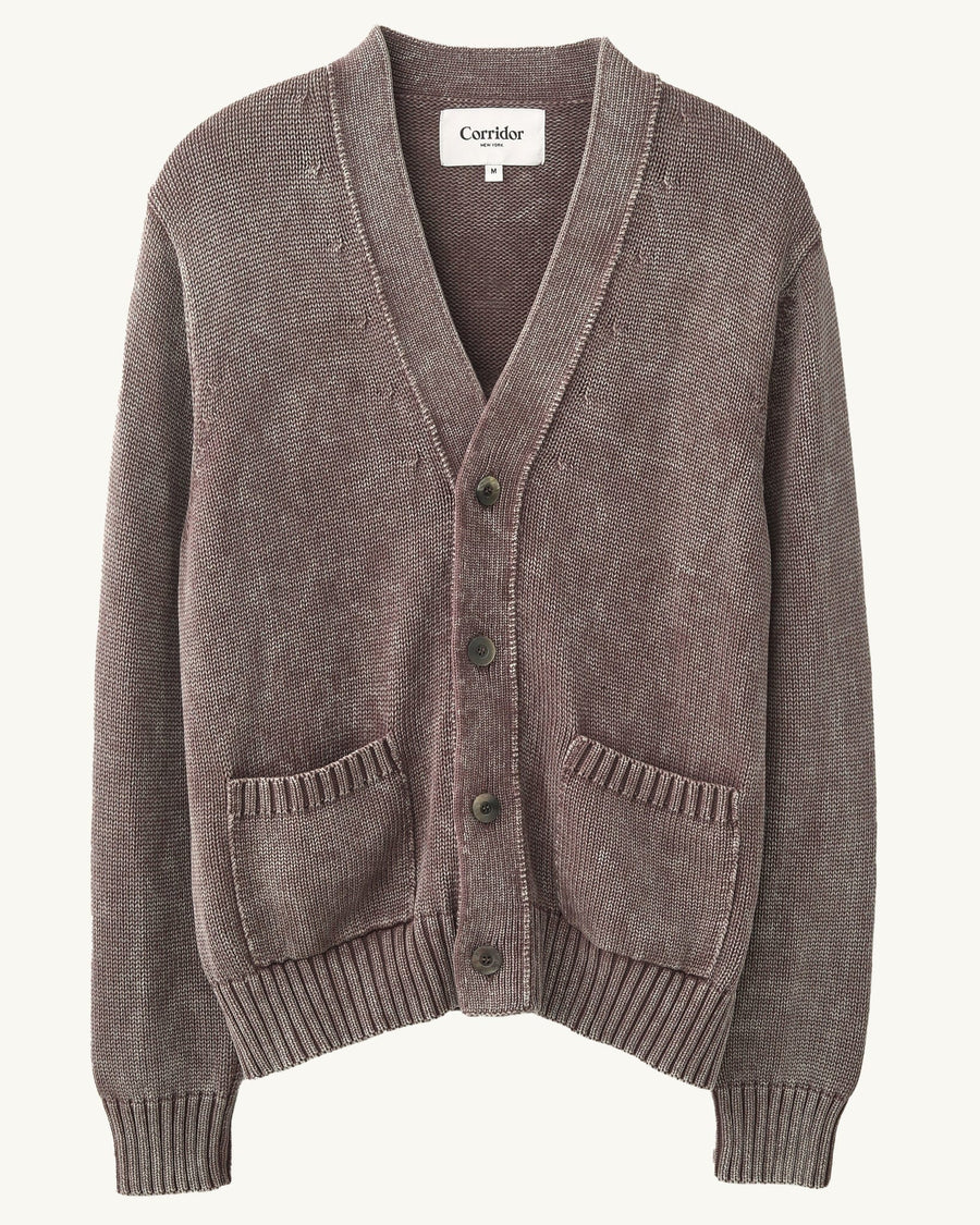 Acid Wash Cardigan - Washed Purple