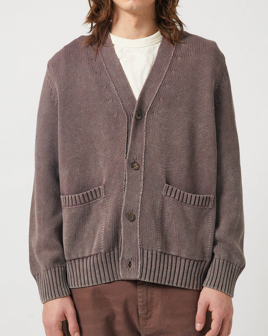 Acid Wash Cardigan - Washed Purple