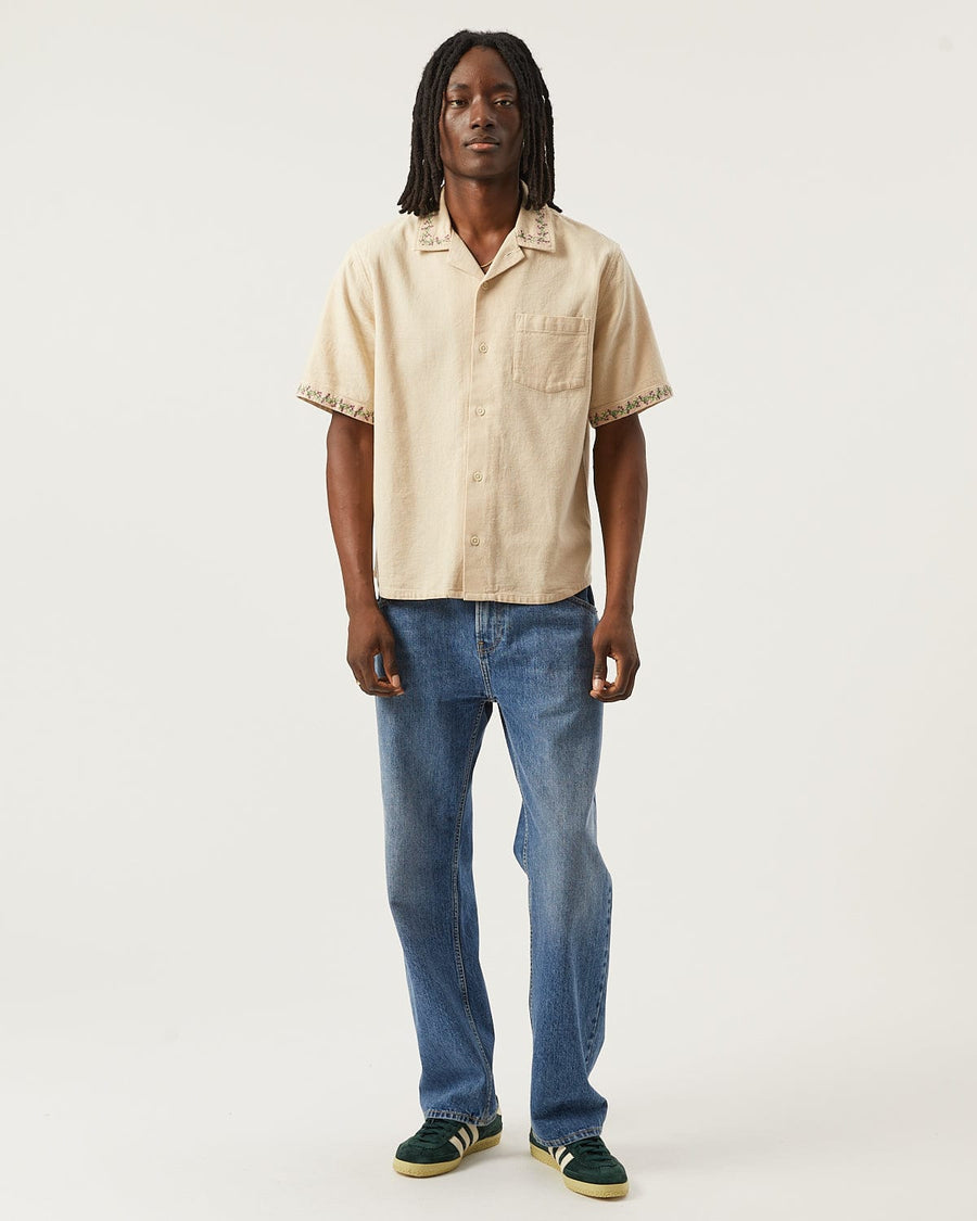 Hopsack Embroidered SS Camp - Khaki