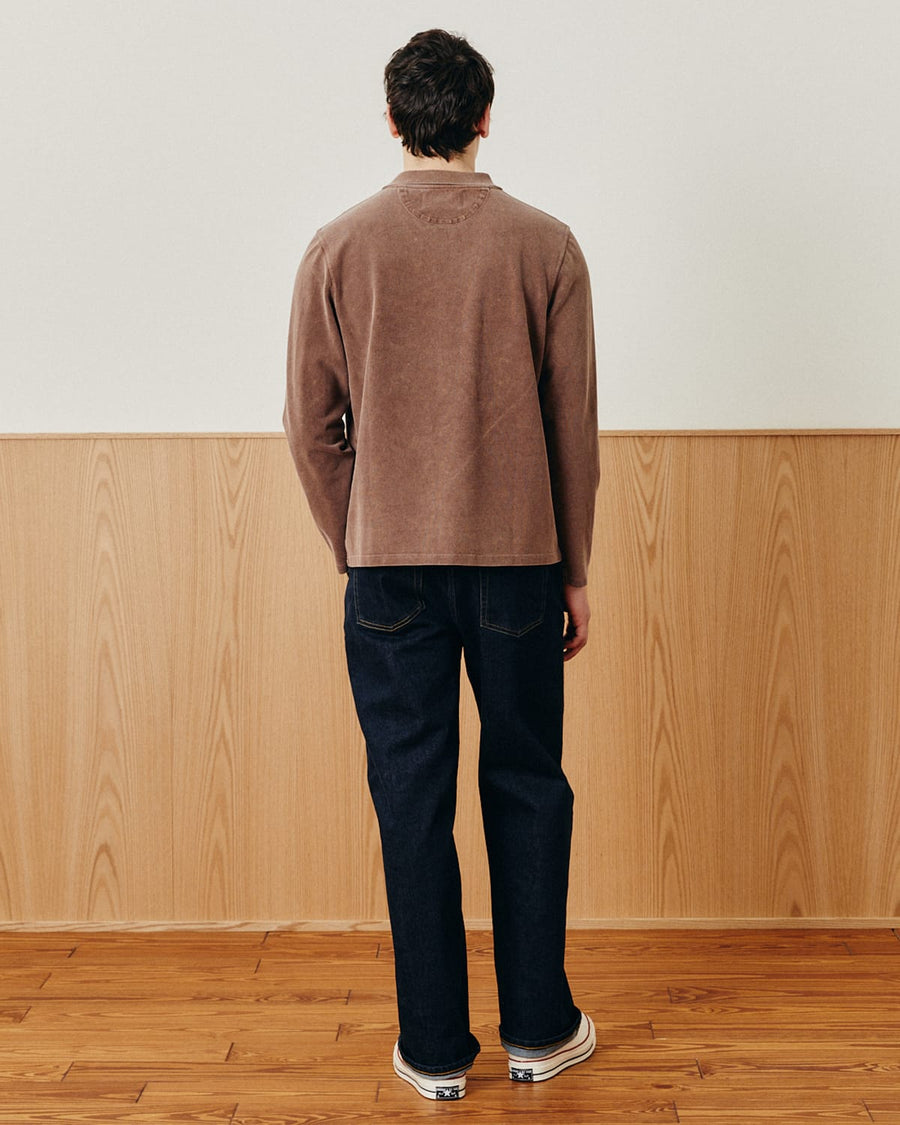 LS Pique Polo - Brown