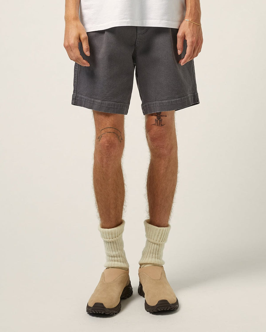 Heavy Twill Pleated Short - Grey