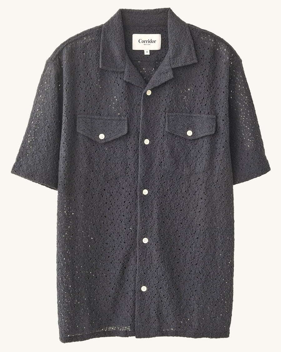 Floral Lace SS Camp - Black