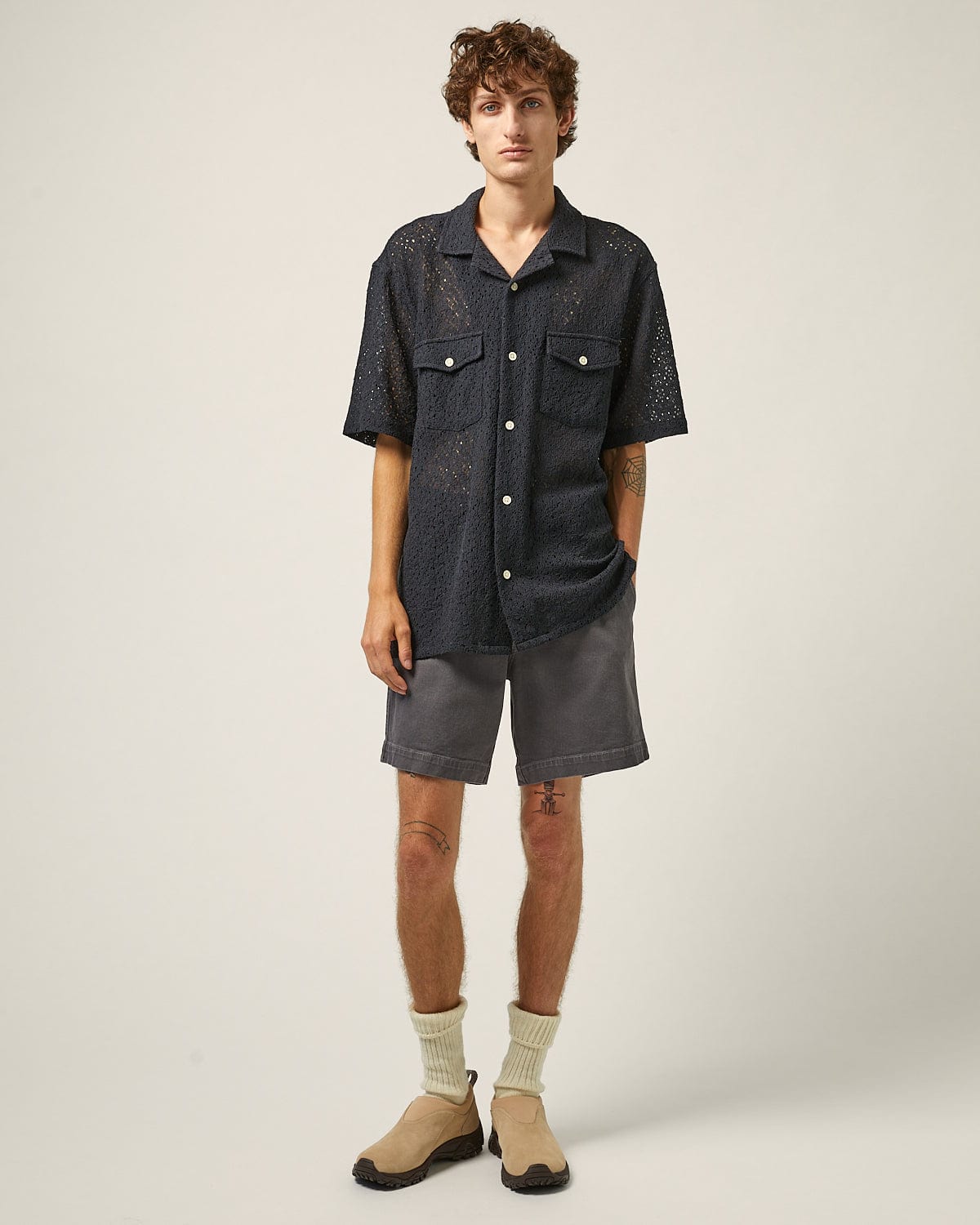 Floral Lace SS Camp - Black