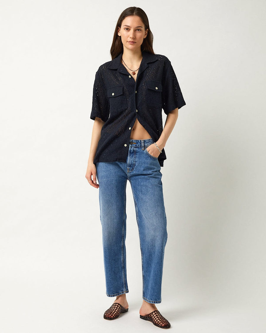Floral Lace SS Camp - Black