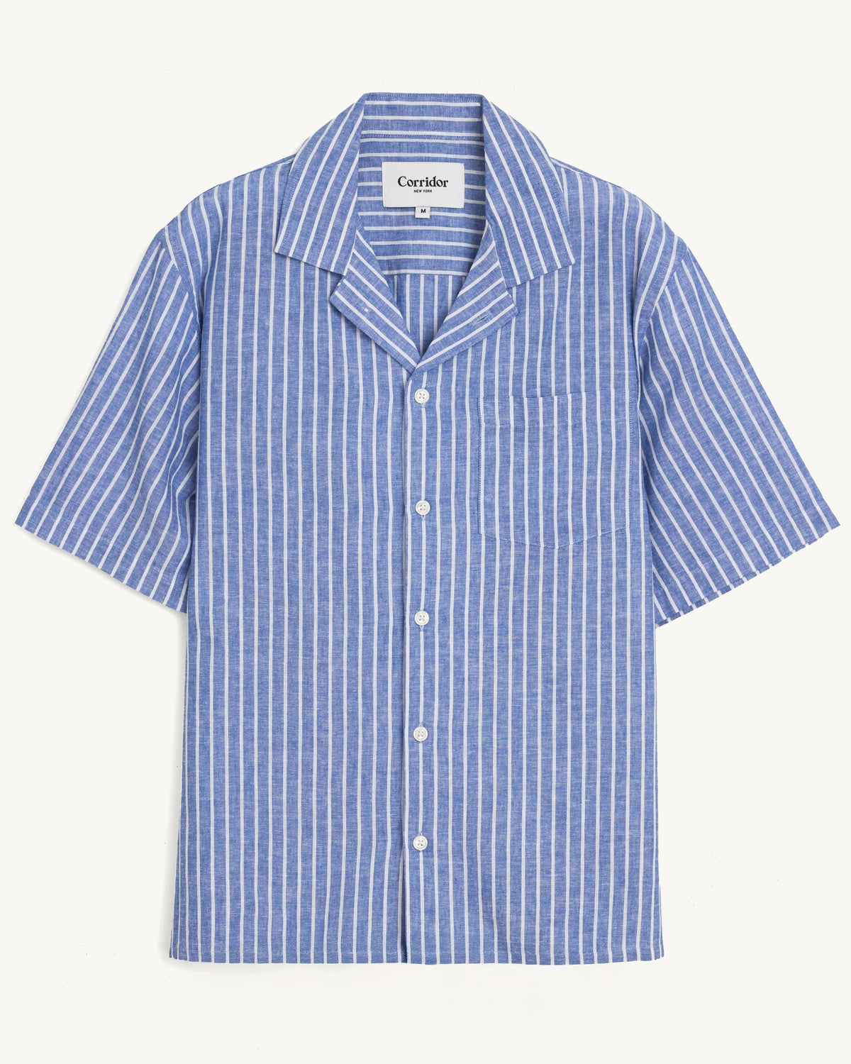 Linen Stripe SS - Blue