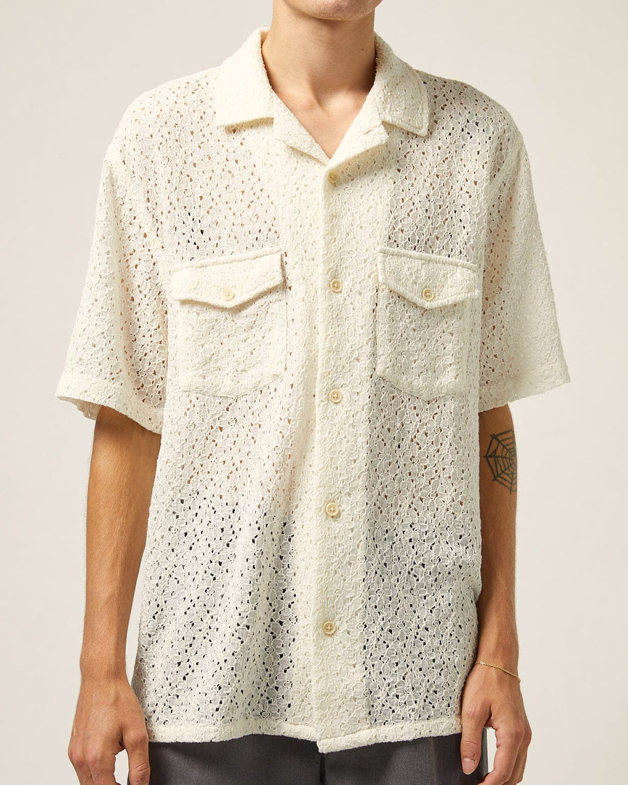 Floral Lace SS Camp - Natural
