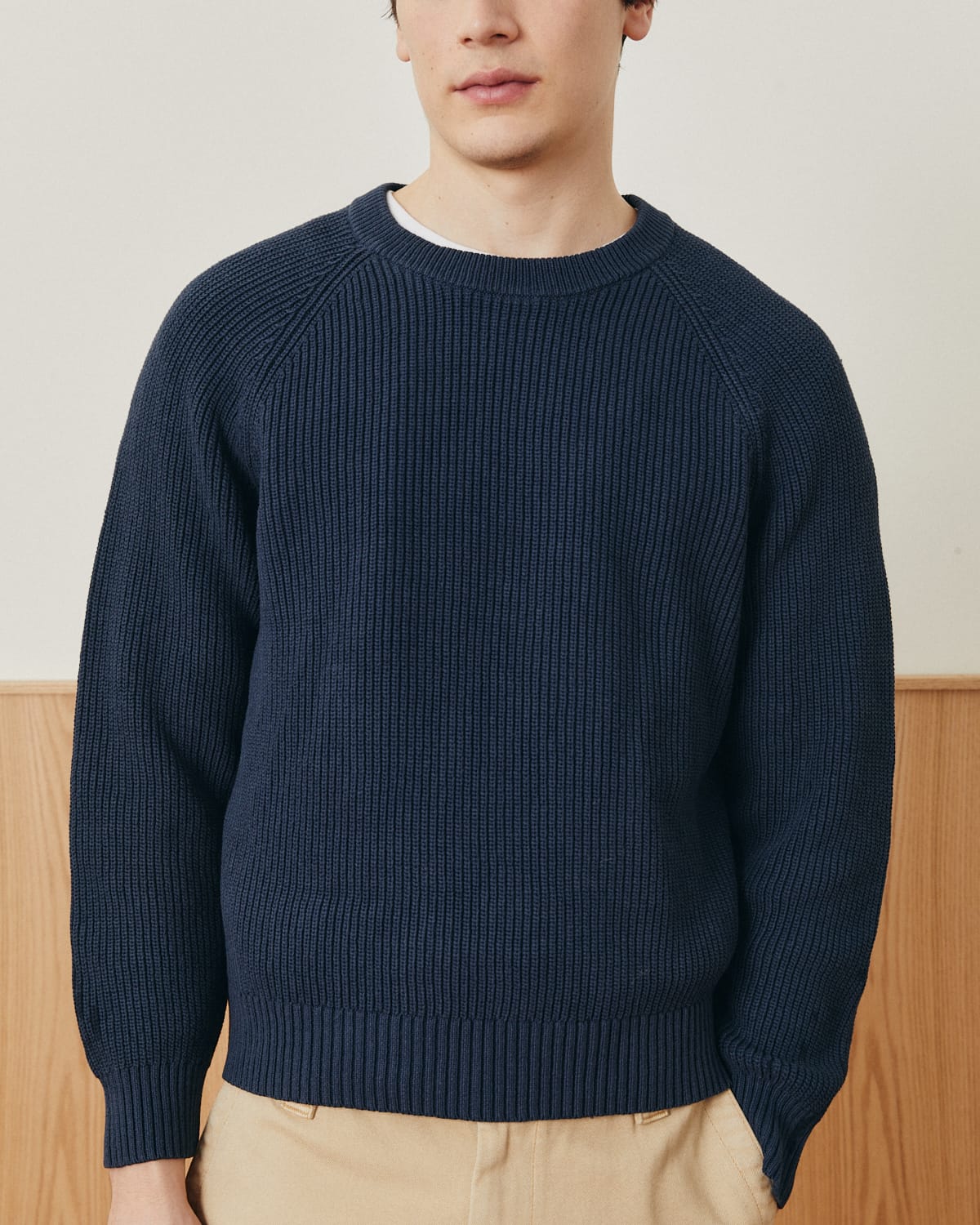 Washed Cotton Crewneck - Navy