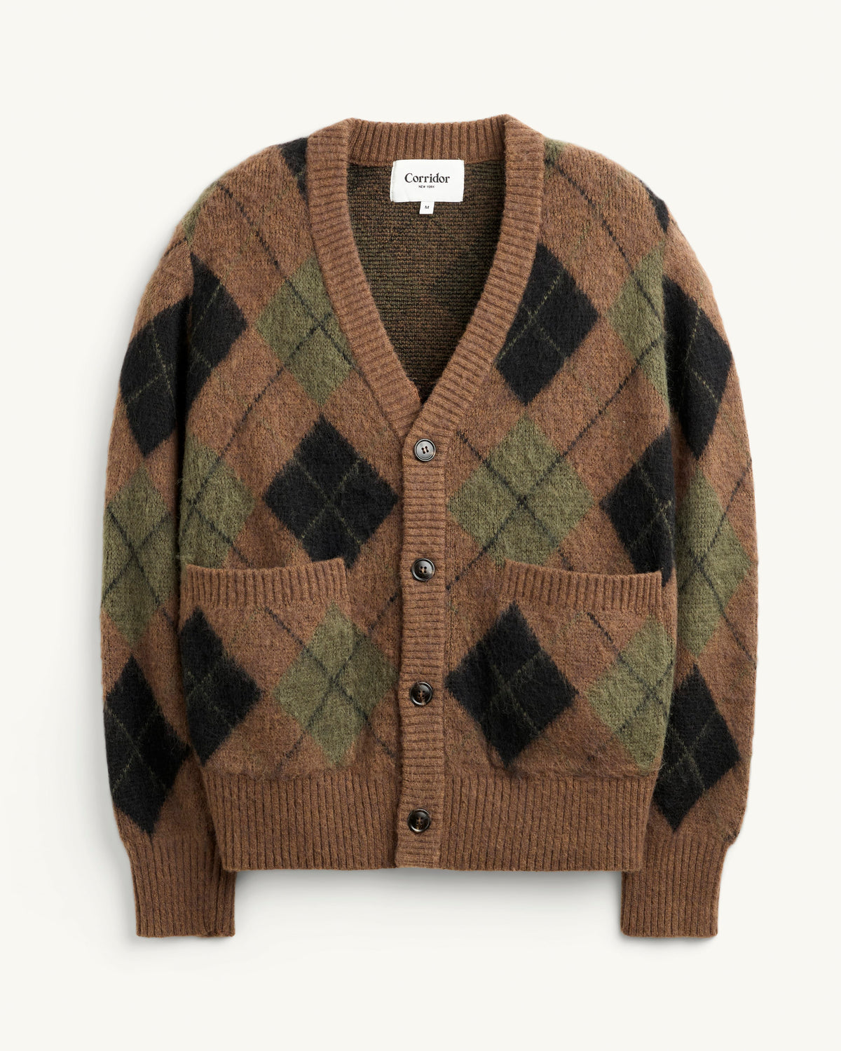 Argyle Cardigan - Brown