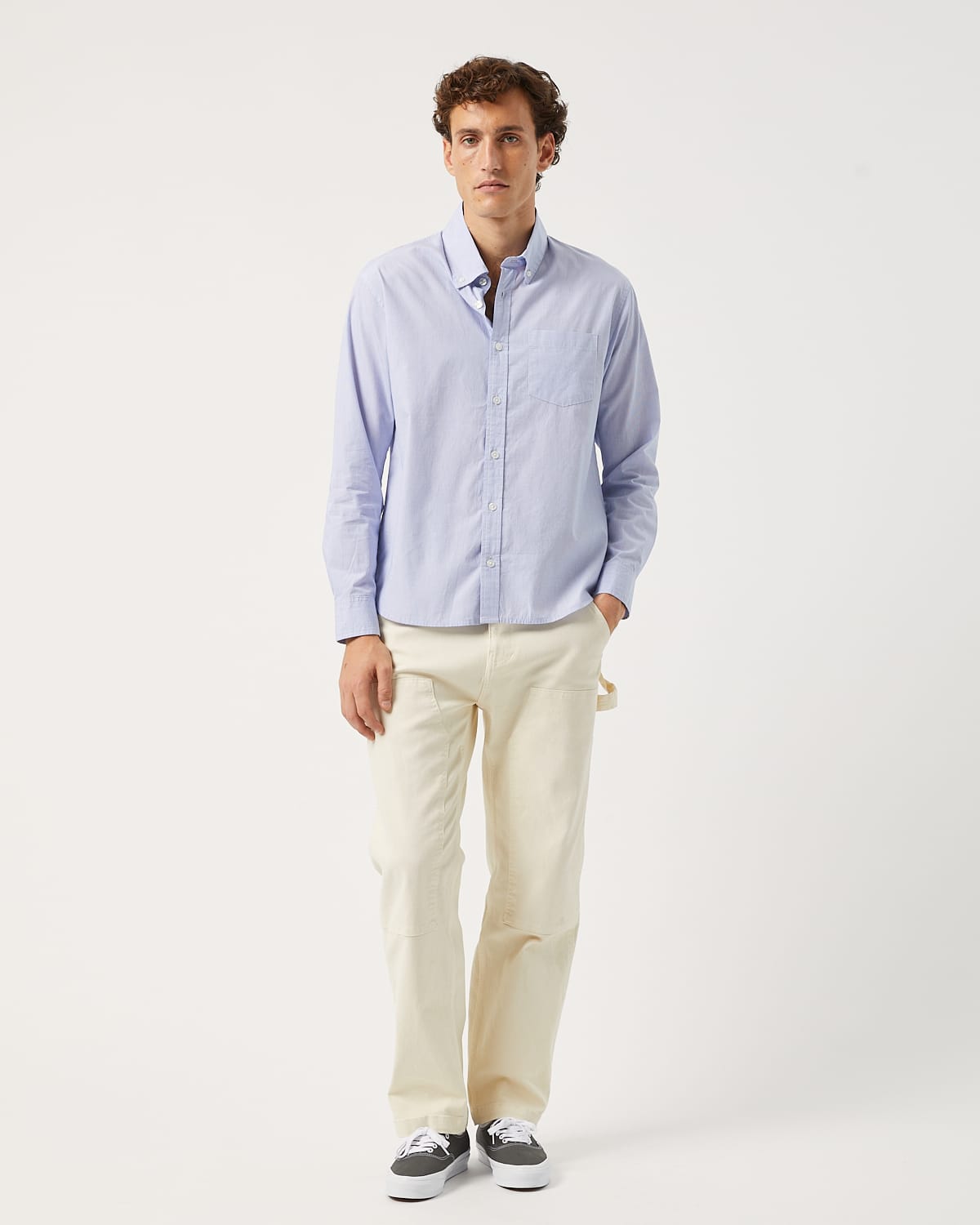 Windowpane Poplin LS - Blue