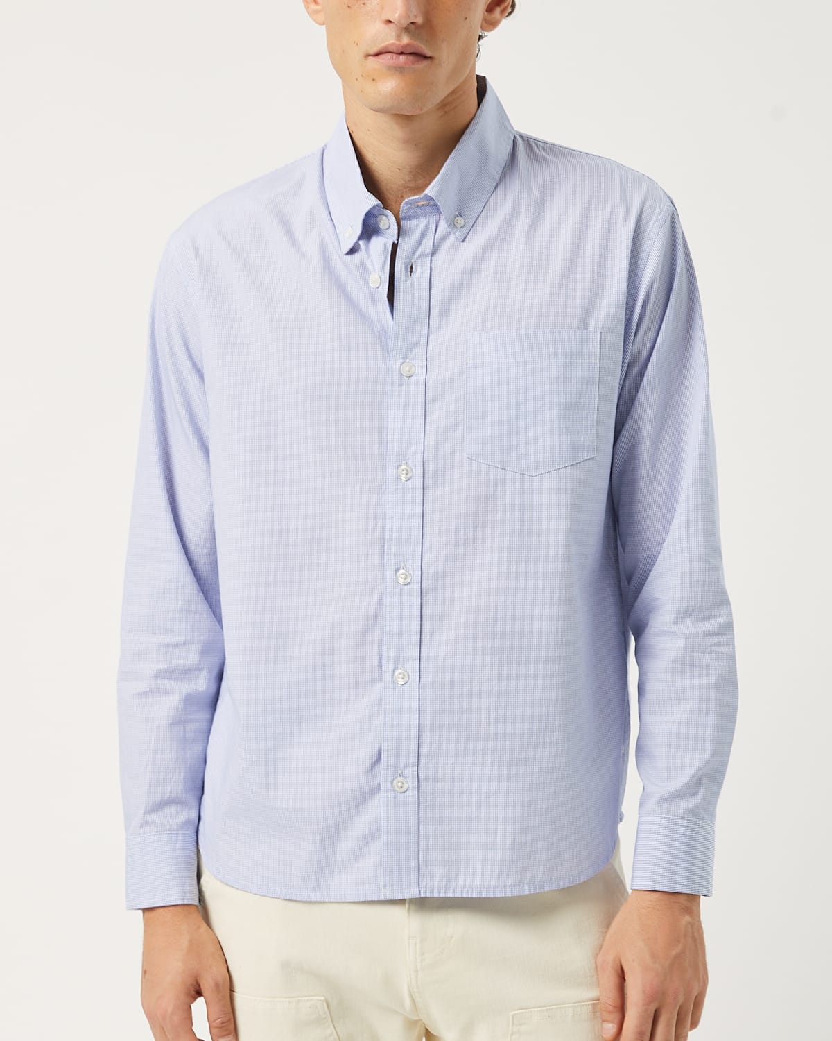 Windowpane Poplin LS - Blue