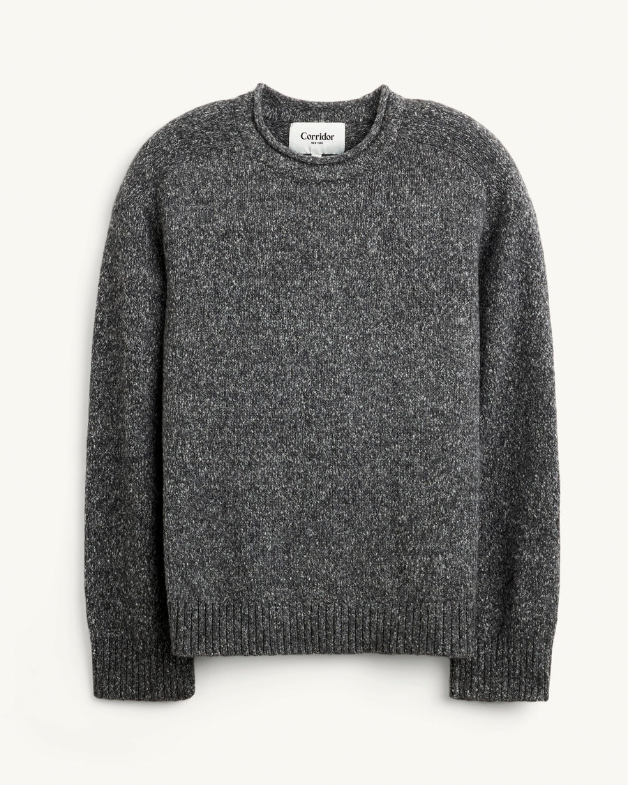 Wool Boucle Rollneck - Black