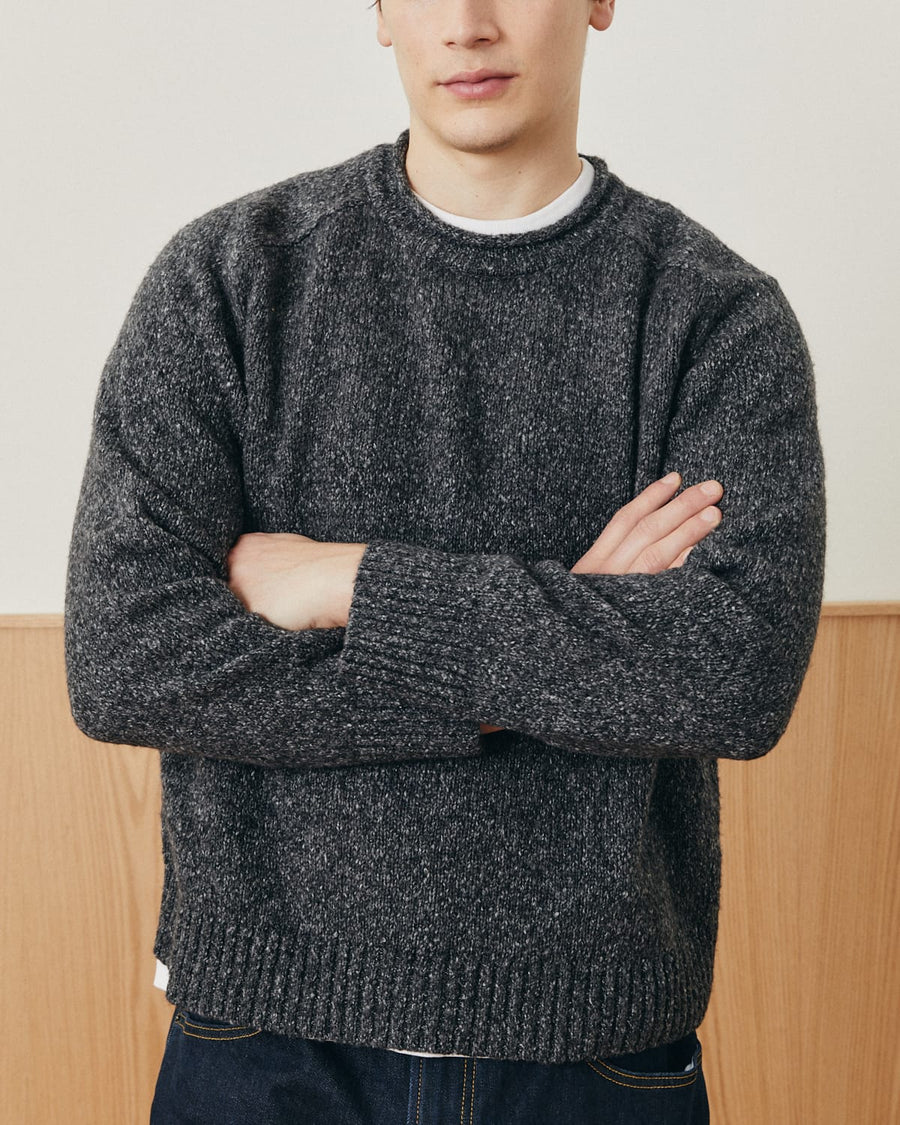 Wool Boucle Rollneck - Black