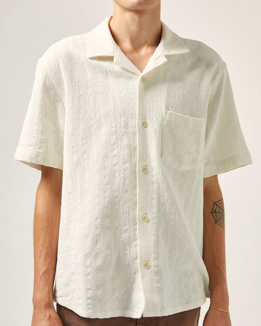 Basket Weave Stripe SS Camp - Natural