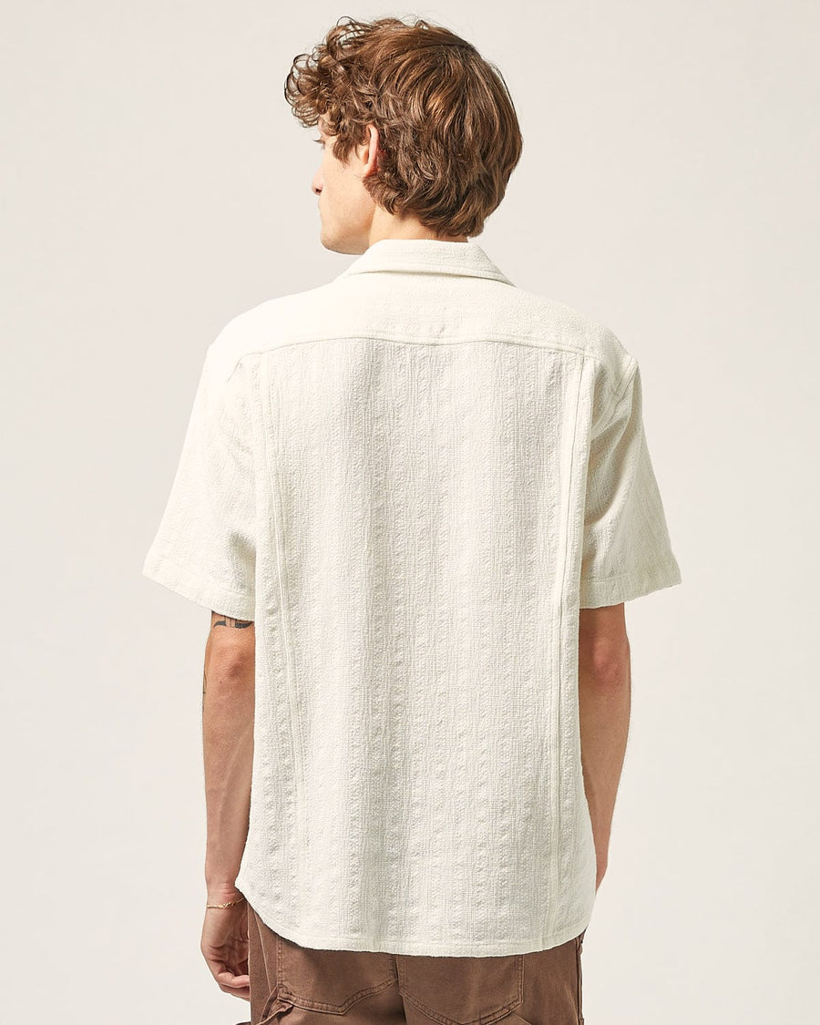 Basket Weave Stripe SS Camp - Natural