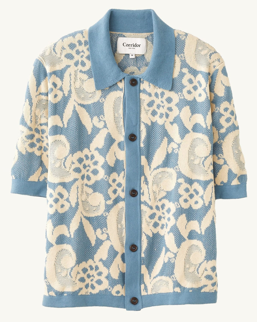 Floral Jacquard Buttondown - Blue