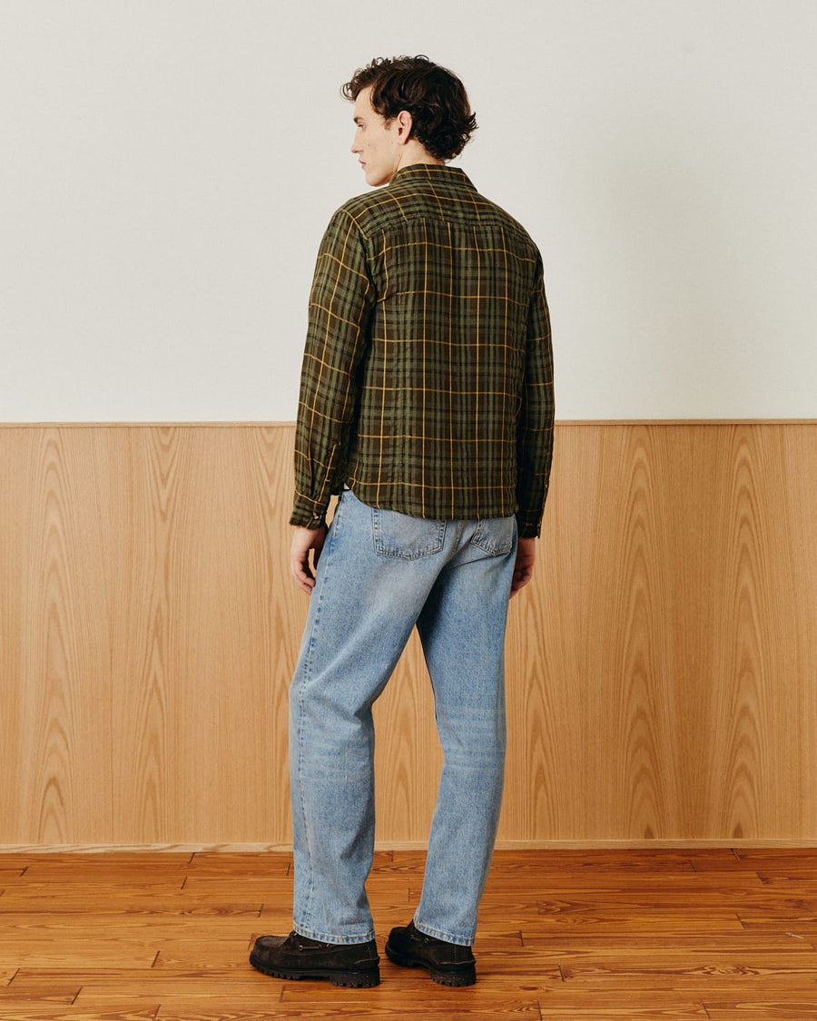 Crinkle Plaid LS - Olive