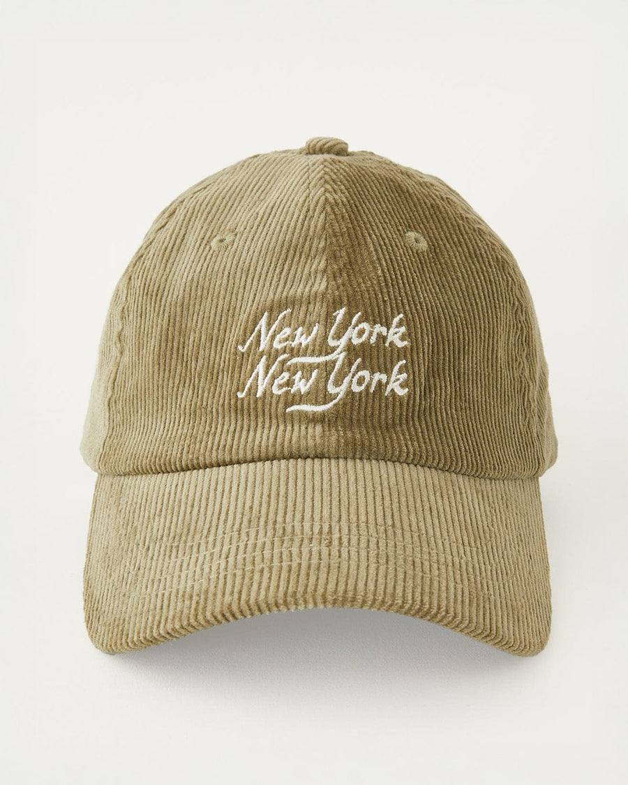Corduroy Script NY NY Cap - Olive
