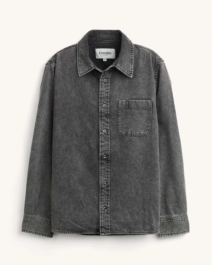 Washed Denim Shirt - Black