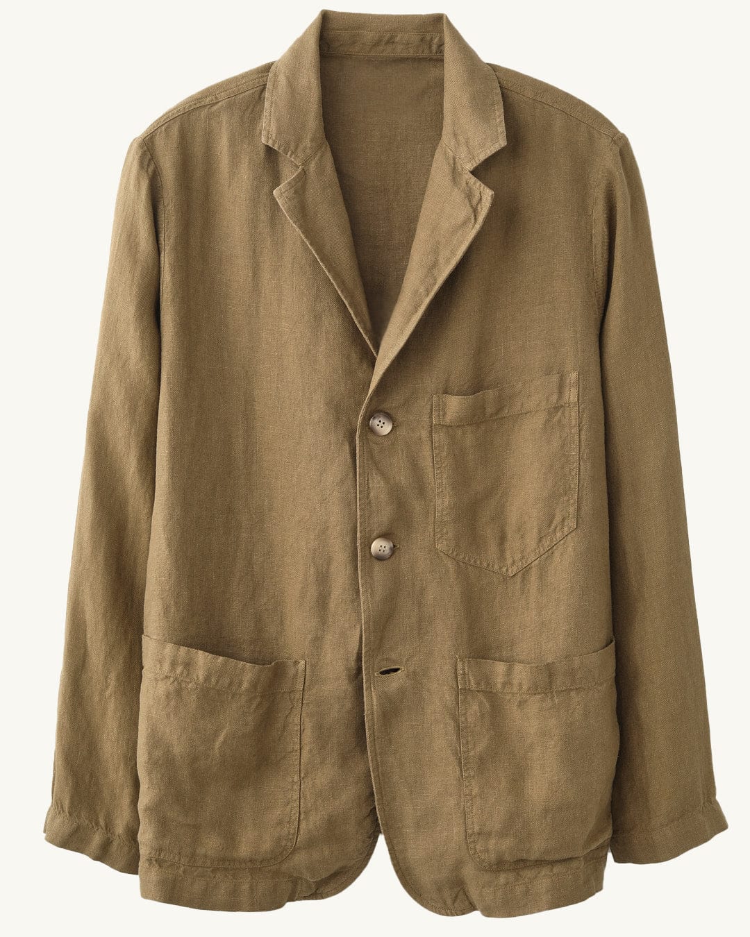 Linen 3 Button Blazer - Olive