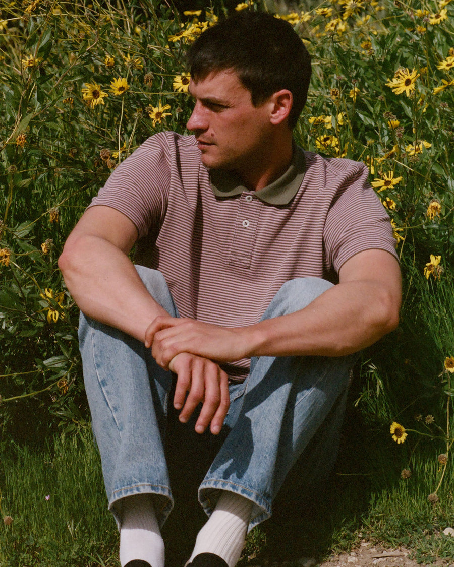 Stripe Pique Polo - Pink