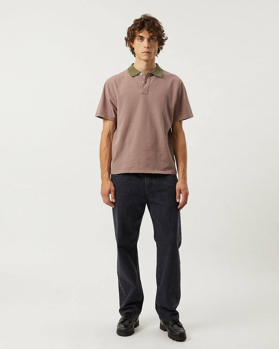 Stripe Pique Polo - Pink