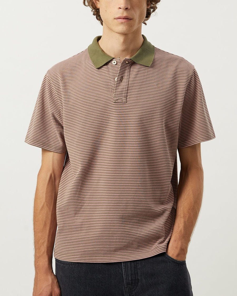 Stripe Pique Polo - Pink