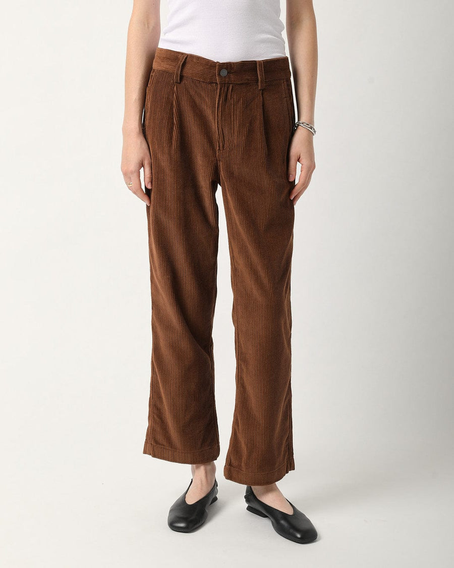 Cord Pleated Trouser - Brown