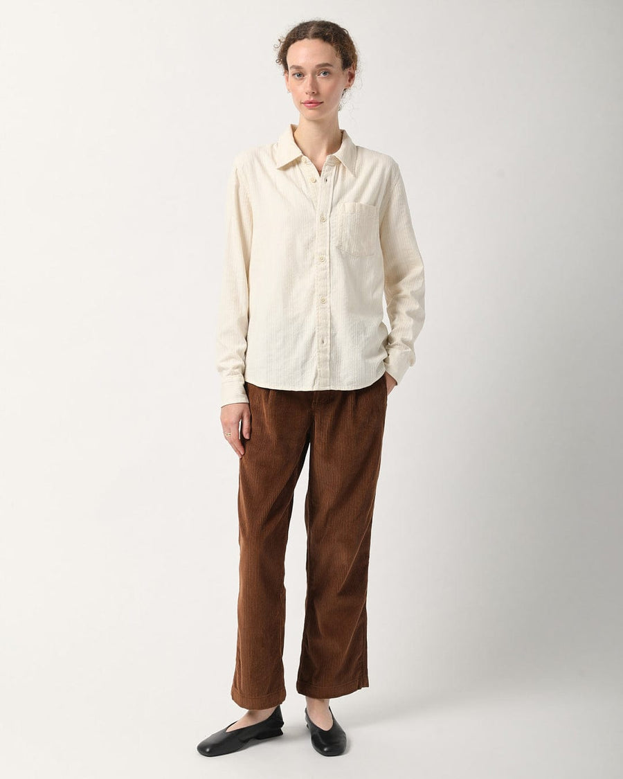 Cord Pleated Trouser - Brown
