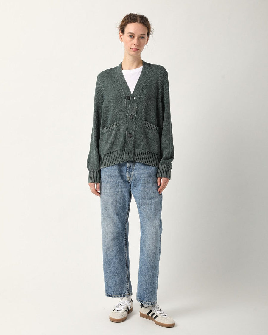 Acid Wash Cardigan - Green