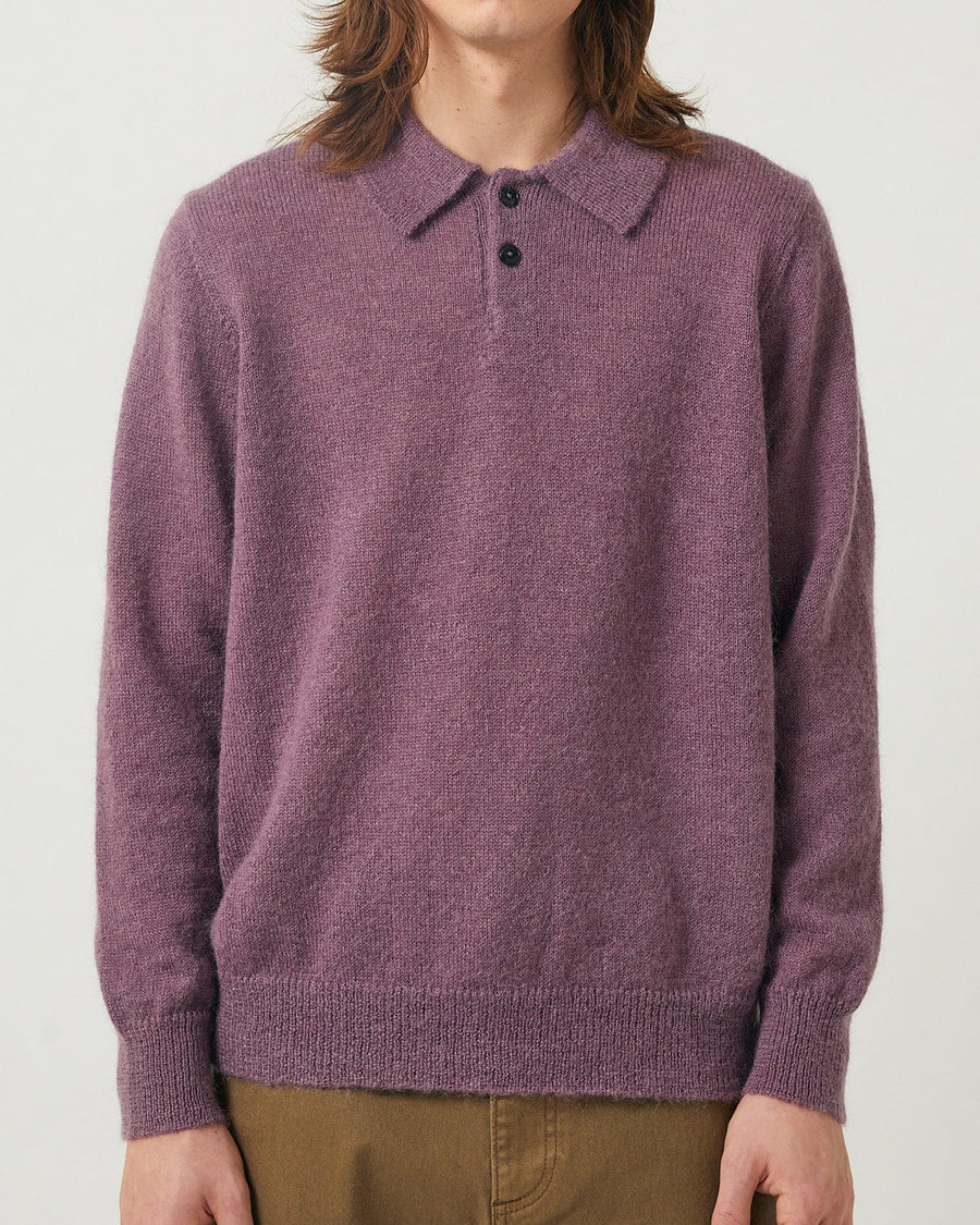 Brushed Alpaca Polo - Plum