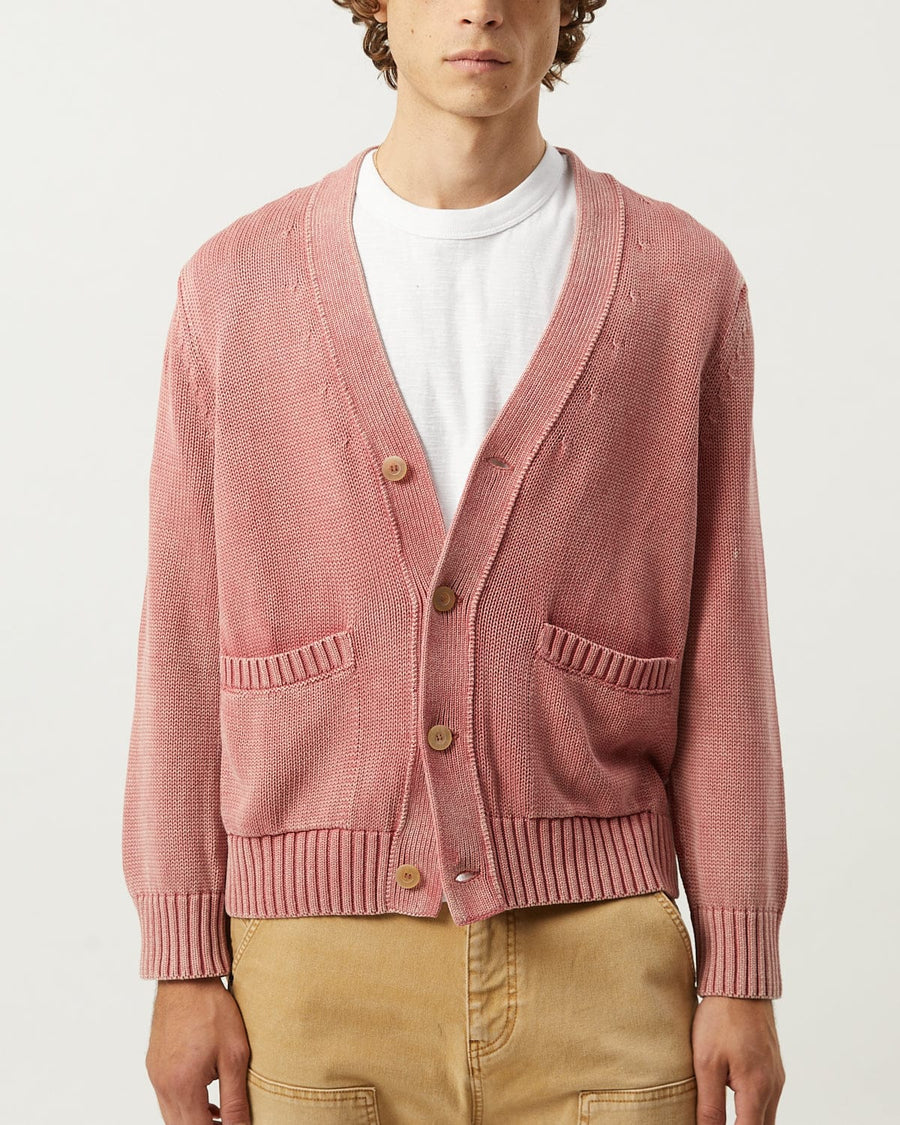 Acid Wash Cardigan - Red