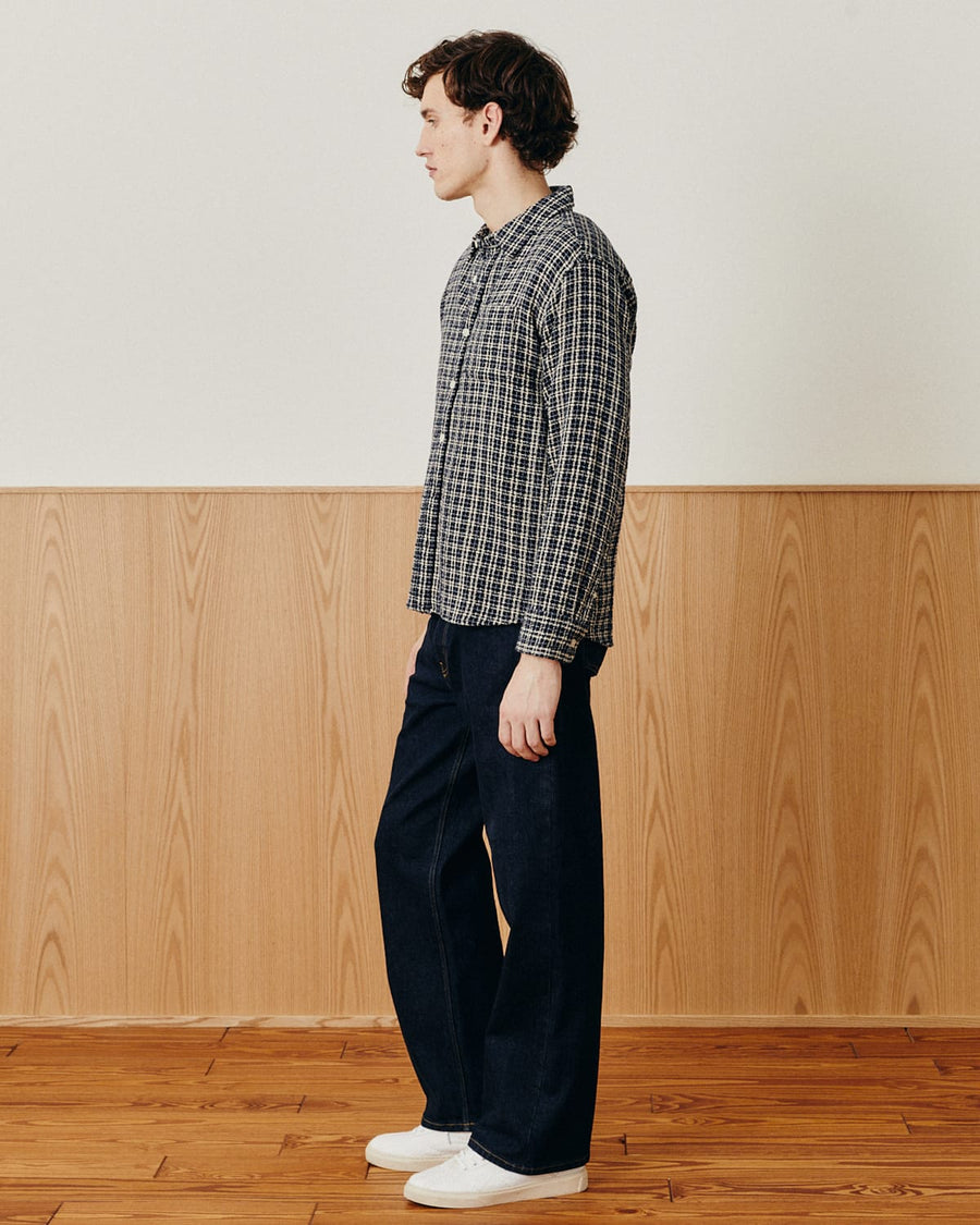 Reverse Tweed Snow Check - Blue